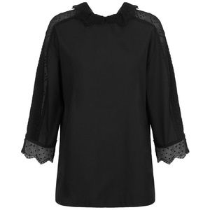 Sandro Women's Black Lotty Lace-panelled Blouse NEW M